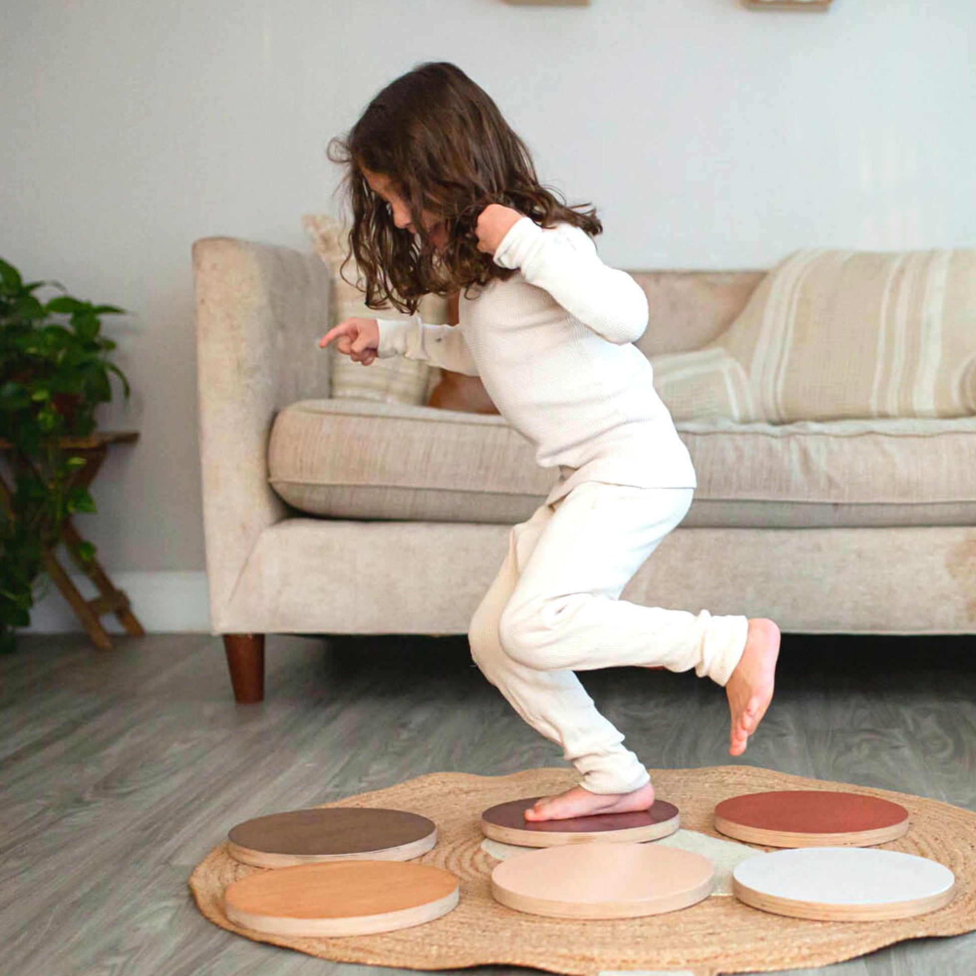 Outdoor play with stepping stones