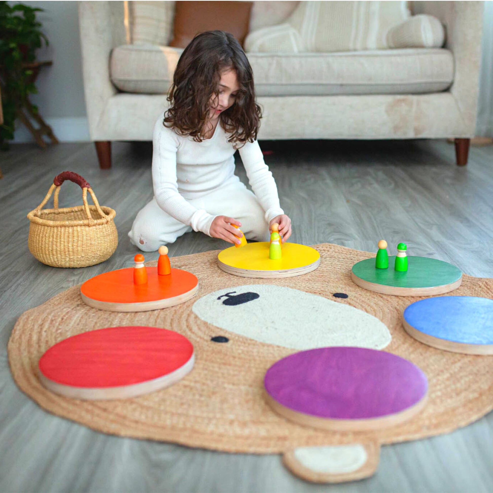 Children balancing on stepping stones set